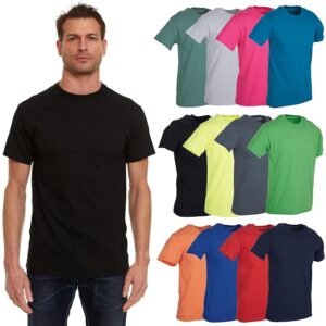 Mens Soft Cotton Slim Fit Crew Neck Short Sleeve T-Shirts Mix Colors Bulk, 12 Pack Mix Color, Medium